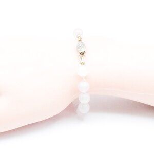 Vintage Rose Quartz Beaded Bracelet – Soft Pink Gemstone – 8 Inches